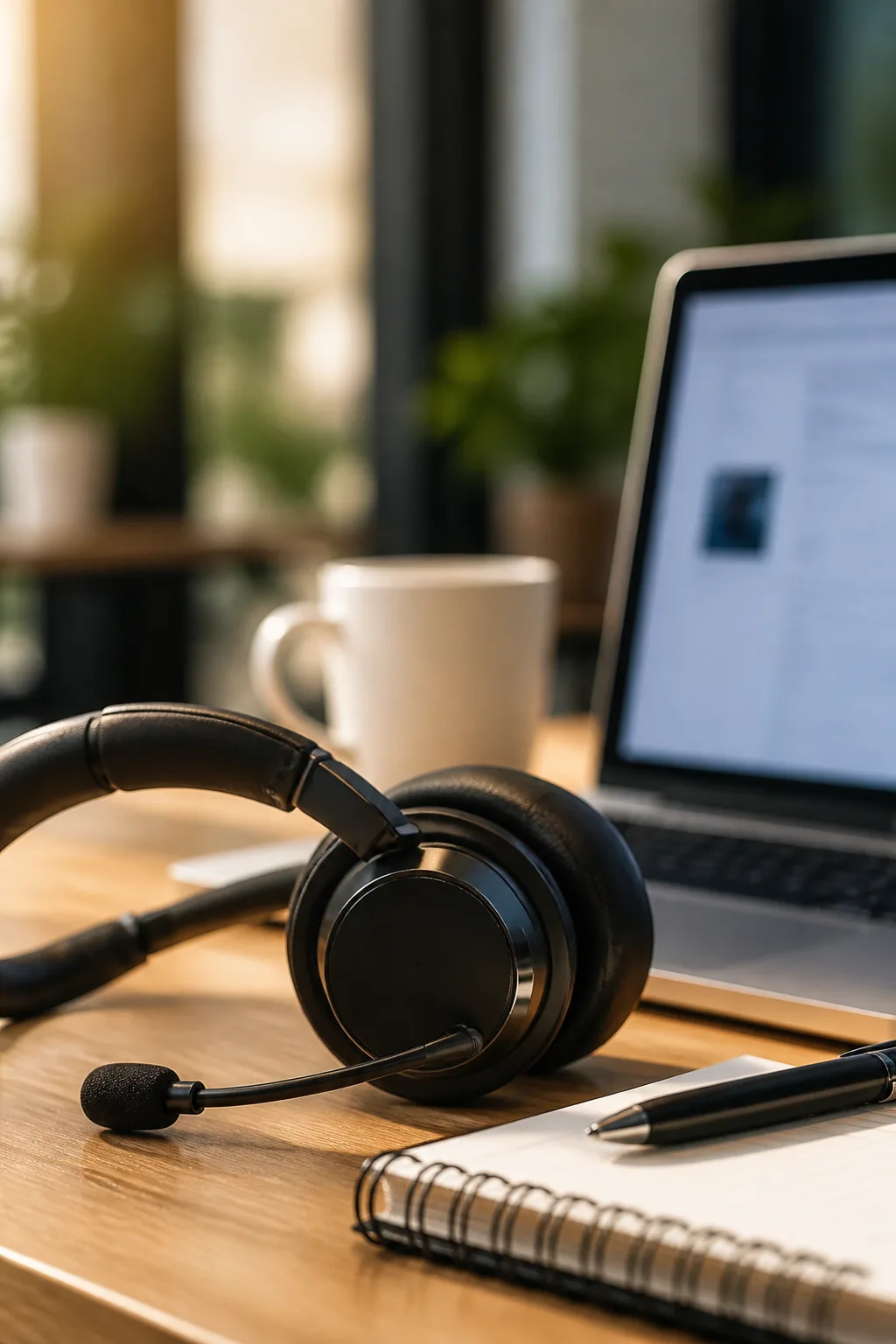 Poste de travail de back-office avec casque